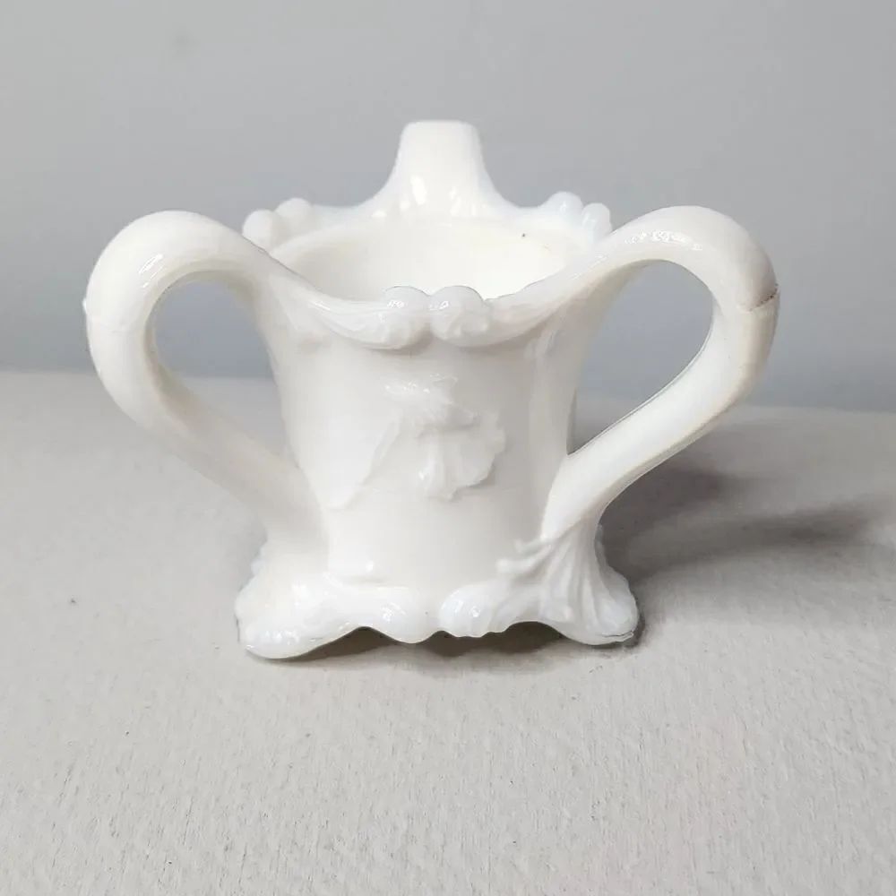 Vintage Milk Glass Footed ToothpickβHolder Three HandledβKemple